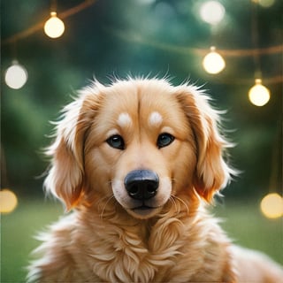 centered, analog photo, golden retriever, cute dog, bokeh, ,seek