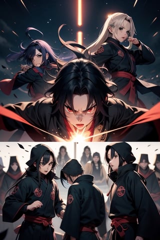 todos los integrantes de akatsuki en una foto epica de pelea 
