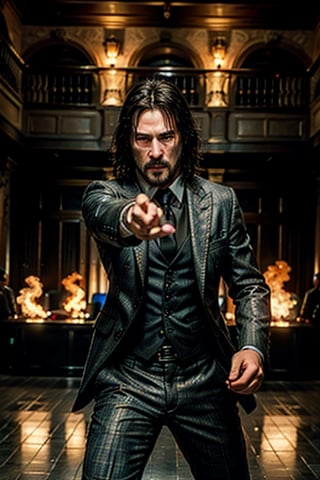 ((Panoramic and open wide shot)), masterpiece, excellent quality, 
perfect hands,epic running fast shooting machine gun with flames, photo realistic Keanu Reeves John Wick with pistol and machine gun , 
different weapons
knives, katanas, submachine guns, grenades, in a shootout with other men, thriller style, aggressive pose, modern black and white Gucci suit, armed gun, photorealistic, highly detailed, blurry photo, intricate, incredibly detailed, super detailed, gangster texture, detailed , crazy, soft lights and shadows