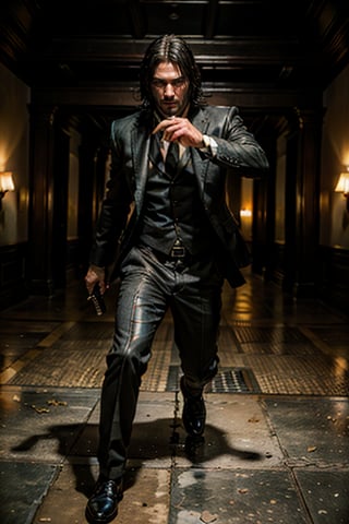 ((Panoramic and open wide shot)), masterpiece, excellent quality, 
perfect hands,epic running fast shooting machine gun with flames, photo realistic "John Wick",  with pistol and machine gun , 
different weapons
knives, katanas, submachine guns, grenades, in a shootout with other men, thriller style, aggressive pose, modern black and white Gucci suit, armed gun, photorealistic, highly detailed, blurry photo, intricate, incredibly detailed, super detailed, gangster texture, detailed , crazy, soft lights and shadows