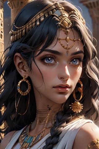 An incredibly beautiful young femme fatale with aquamarine eyes, long curly aquamarine hair, dressed in a long ancient Greek chiton. Masterpiece, perfect image, realistic shots, detailed study of faces, full-length image, 8k, detailed image. extremely detailed illustration, a real masterpiece of the highest quality, with careful drawing. Full-length image. ,sailor neptune, mature woman egypt, egyptian, , mature woman