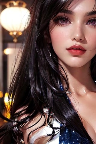 an incredibly beautiful young femme fatale is a brunette with garnet eyes, she has a marsala-colored dress, straight long black hair, long bangs, one bun on top of her head.  Masterpiece, detailed study of the face, beautiful face, beautiful facial features, perfect image, realistic shots, detailed study of faces, full-length image, 8k, detailed image, extremely detailed illustration, a real masterpiece of the highest quality, with careful drawing.  masterpiece, WOWAI, belle (PnMakeEnh),Black haired beauty, (PnMakeEnh),sailor pluto,meiou setsuna