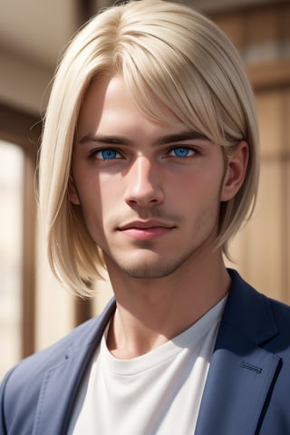 Tall, handsome, athletic, statuesque, courageous adult man, platinum blonde with blue eyes, long straight platinum hair, straight nose with a hump, high cheekbones, strong-willed chin, forehead hidden by long platinum bangs, dressed in an olive-colored T-shirt. Masterpiece, detailed study of the face, beautiful face, beautiful facial features, perfect image, realistic shots, detailed study of faces, full-length image, 8k, detailed image, extremely detailed illustration, a real masterpiece of the highest quality, with careful drawing. detailed eyes, beautiful face, blue eyes, handsome blond male, handsome male, platinum_blonde_hair, white hair, clean-shaven face, wrenchftmfshn smooth face. smooth facial skin, no facial hair, no facial hair, wrenchftmfshn, 