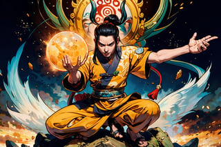 Chinese mythology story, instructed by the gods to select gods to help manage trivial matters in the world, boichi manga style