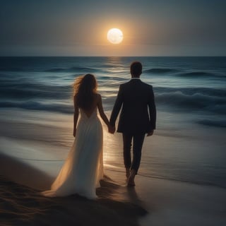 RAW photo, best quality), (realistic, photo-Realistic:1.1), best quality, masterpiece, beautiful, 1024K, beautiful woman and men on the beach, fullmoon, (HDR:1.2), (muted colors, dim colors, soothing tones:0), daylight, Exquisite details and textures, wide cinematic shot, Warm tone, well lit, wide shot, Hyper-realistic photo of a lovers, perfect shape, perfect body proportions, perfect anatomy, soft shiny skin, smile, mesmerizing, tousled long hair, (full body:1.2),perfect composition,studio photo,trending on artstation,(Masterpiece,Best quality,32k,UHD:1.5),(Sharpness, high contrast, HDR, hyper-detailed, intricate details, ultra-realistic, award-winning photo, ultra-clear, Kodachrome 800:1.3),(chiaroscuro lighting, soft edge lighting:1.2), by Karol Bak, Gustav Klimt and Hayao Miyazaki, real_booster, photo_b00ster, ani_booster, art_booster
