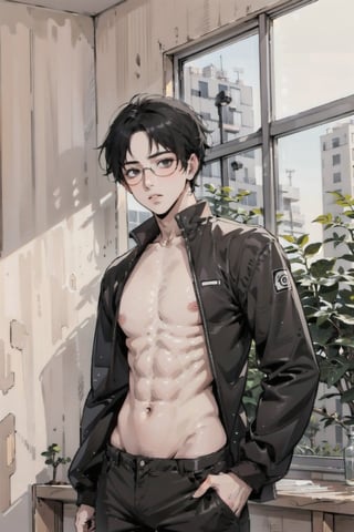 solo, fondo de la aldea konoha,desnudo, 1 hombre adulto, cinta de konoha, enfoque masculino, fondo degradado, gafas, cabello negro, características de sarada uchiha,