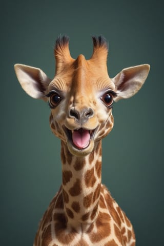 a hilarious and whimsical digital illustration of a cute giraffe with an uproarious and comical expression, sure to bring laughter and joy, perfect for humorous posters and greeting cards
 ,strwbrrxl