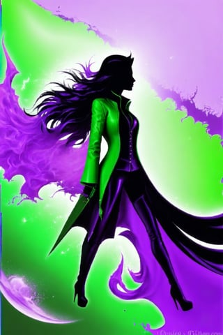 utter chaos,  witches  of dark  and light coolide, colours of purple and green, intense relaity,DonMB4nsh33XL 