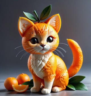 a cat make of oranges, cute whimsical amused, ,strwbrrxl,zhibi