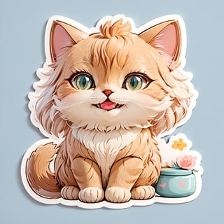 sticker , cat, shy,  biting,  closed mouth, sitting, cute