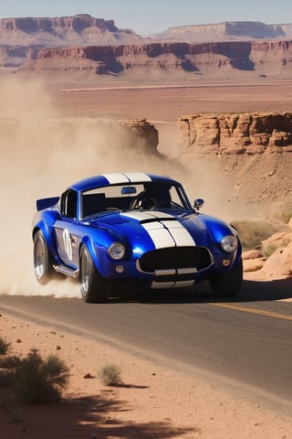 The engine roared ferociously as the jump-tuned Shelby Cobra GT500 remained airborne. Its body shone under the sun of the Grand Canyon of the Colorado, highlighting the details meticulously modified to increase its speed and agility. With a final roar, the driver stepped on the accelerator and the Cobra launched into the void, defying gravity with every inch it advanced. The vehicle's AI calculated each movement with millimeter precision, adjusting the trajectory to reach the other side of the canyon with impressive elegance. Spectators held their breath as the Cobra soared through the air, silhouetted against the deep blue sky. And then, with a triumphant rumble, the car landed gracefully on the opposite shore, defying expectations and leaving everyone in awe of its feat.