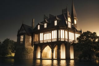 masterpiece, high quality, highres, gothic house, gothic, dark background, night, nighttime
