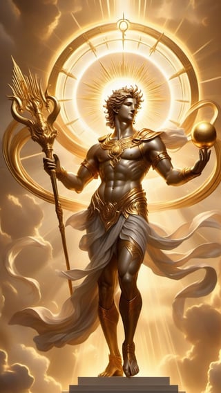 Amidst the celestial glow of the sun, Apollo, god of light and music, manifests as a radiant silhouette against a backdrop of golden lyres and swirling sunbeams. His figure exudes harmony and illumination, embodying the essence of artistic inspiration and enlightenment.
4k