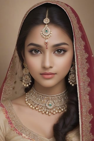 Create a stunning portrait of a young Indian girl showcasing traditional beauty using tensor art. Emphasize the intricate details of her features, such as the shape of her eyes, the curve of her lips, and the graceful contour of her face. Incorporate elements of Indian culture and adornments like intricate henna designs, traditional jewelry, or elegant drapery. Capture the essence of her radiance and grace, celebrating the rich diversity and timeless allure of Indian beauty.