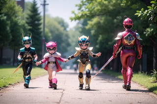 littlest Yaemikodef as (Power Ranger), (little Power Ranger), show yourself as (little Power Ranger), show me your little (Power Ranger) costume, outdoor, (masterpiece), best quality, HDR, 32k UHD, Ultra realistic, highres, highly detailed, ultra_hd, high resolution, ultra_detailed, hyper realistic, extemely detailed background, detailed_background, complex_background, depth_of_field, extremely detailed and complex, outdoor, little (Zachery Taylor), little (Jason Lee Scott), little (Billy Cranston), little (Trini Kwan), little (Kimberly Ann Hart), little (Jen Scotts), her fierce gaze radiating confidence as she prepares to vanquish evil forces with her little Power Rangers, (Go Go Power Rangers), creating an atmosphere on earth, show yourself with the little Power Rangers, 