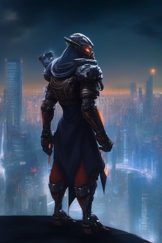 Monkey king Lunar Staff cyborg Power Nightcity Cyber Black Hood Mecha Evil robot,background,night city ,background,night city