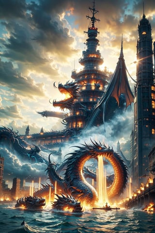 (magic battleship,floating city),(giant,dragon),crystal and silver entanglement