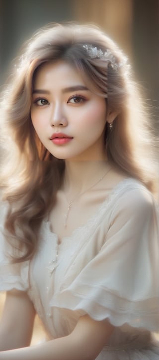 Beautiful soft light, (beautiful and delicate eyes), very detailed, pale skin, (long hair), dreamy, ((frontal shot)), (full body shot), brown eyes, soft expression, bright smile, art photography, fantasy, Shy, cute and soft image, masterpiece, ultra-high resolution, color, very delicate and soft lighting, details, Ultra HD, 8k, highest quality, (pose), girl 1, real, a wonder of art and beauty, soft stylish collar Korean point sleeveless Collared t-shirt, black skirt,