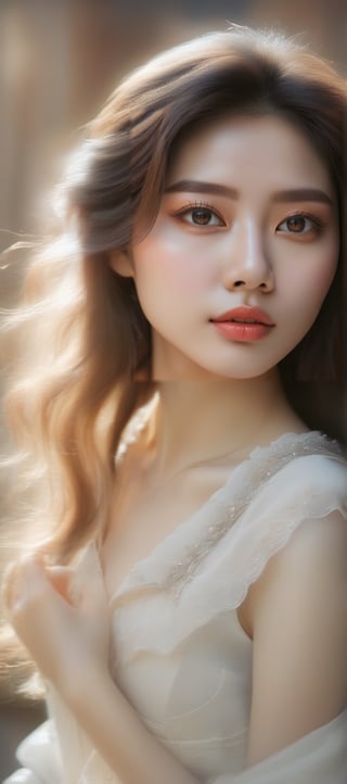 Beautiful soft light, (beautiful and delicate eyes), very detailed, pale skin, (long hair), dreamy, ((frontal shot)), (full body shot), brown eyes, soft expression, bright smile, art photography, fantasy, Shy, cute and soft image, masterpiece, ultra-high resolution, color, very delicate and soft lighting, details, Ultra HD, 8k, highest quality, (pose), girl 1, real, a wonder of art and beauty, soft stylish collar Korean point sleeveless Collared t-shirt, black skirt,