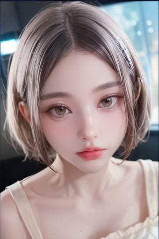 Masterpiece, best quality, ultra realistic, photorealistic, RAW photography, extremely high resolution, depth of field, bokeh, silky smooth skin, highest detailed eyes and face, short white hair, 1girl, accessories, piercing, intricate background, fantasy, mythical, misterious, masterpiece, best quality, dynamic angle, cinematic composition, detailed face
,d4sh4
