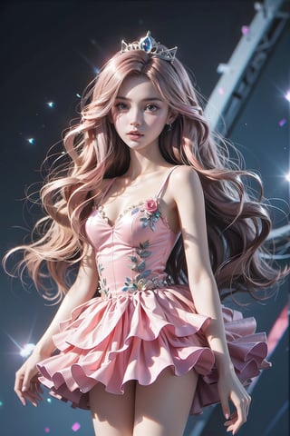 Pink Lady, Barbie style. Sparkling deep blue sapphire eyes, (long pink hair 1.8), fair skin, ball gown, wearing pink tutu, pink tutu, princess, princess dress, standing, sparkling bright eyes 01

