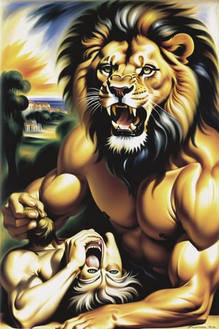 Samson tears the lion's mouth, Auguste Renoir