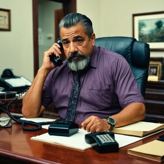 ((masterpiece, best quality)), absurdres, (Photorealistic 1.2), sharp focus, highly detailed, top quality, Ultra-High Resolution, HDR, 8K, epiC35mm, film grain, moody photography, (color saturation:-0.4), lifestyle photography,

very short handsome dwarf Latino middle-aged man making a phone call in his office,(Megan Salinas:0.4)