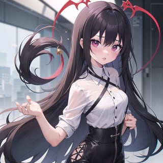 Girl with Doubletail blackhair and red eyes