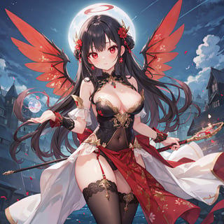 magic Girl with black Doubletailhair and beautiful detailed red eyes,score_9