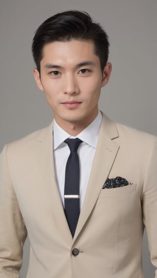 Chinese mix Japanese guy, 30 years old, average_body, bright_honey_eyes_normal size, full_lips, long_eyelashes, black_undercut_side_part_gelled hair, Immunonutritionist_lecturer, soul_spiritual_mentor, smart, full_body, doctor_suits