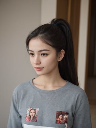 pretty french mix taiwanese girl in malaysia, 30 years old. Average body, bright honey eyes with sharp size, full lips, long eyelashes. Black, ponytail, soul and spiritual mentor. T-Shirts,cinematic,photorealistic,masterpiece,1 girl ,best quality