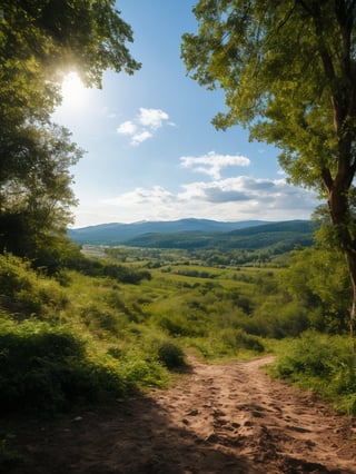 natural beatiful scene, hight view, mountain, blue_red sky, masterpiece, photorealistic, landscape, HD, 16K, 9:16