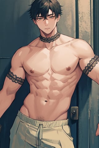 masterpiece, best quality, boy, solo, male, abdominal muscle,1boy, intricate details,1guy