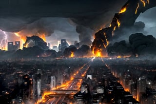 (((((Viewed_from_street:1.7))))),(((((dark_sky_with_lightning:1.7))))),((((montrous_earthquake_with_enormous_flame_fissures:2)))),(((((((whole_Shanghai_city,road_large_fissures,skyscrapers_collapse_with_huge_larva_fire_with_huge_smoke:1.7))))))),4K cinematic quality reminiscent of an epic Steven Spielberg movie still, sharp focus on emitting diodes, smoke tendrils, artillery-induced sparks, with detailed racks and a motherboard evoking Pascal Blanche and Rutkowski Repin’s ArtStation hyperrealism, matte painting, character design detailed in the style of "Blade Runner," octane rendering,Ptcard