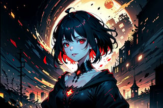 masterpiece, best quality, aethetic, a dark goddess with crimson red eyes and black hair like darkness, holding a small black hole, evil smile, wearing darkness goddess clothing, 1girl, night scenery, (best quality,4k,8k,highres,masterpiece:1.2),ultra-detailed,dark fantasy,dramatic lighting,moody,cinematic,dramatic,ethereal,mystical,supernatural,dark magic,dark powers,dark fantasy art,dark goddess,dark entity,dark heroine