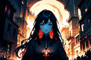 a dark goddess with crimson red eyes and black hair like darkness, holding a small black hole, evil smile, wearing darkness goddess clothing, 1girl, night scenery, (best quality,4k,8k,highres,masterpiece:1.2),ultra-detailed,dark fantasy,dramatic lighting,moody,cinematic,dramatic,ethereal,mystical,supernatural,dark magic,dark powers,dark fantasy art,dark goddess,dark entity,dark heroine