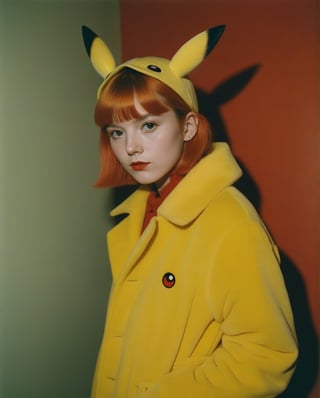 pikachu, fashion photography, young british artists (ybas), photo taken with provia, dark yellow and red, wildstyle, wes anderson color palette, found footage, goerz hypergon 6.5mm f/8, photorealistic, --stylize 500