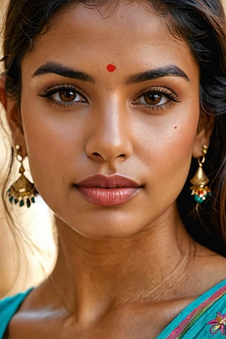 Beautiful Indian Women, Age 34, Portrait, Latina skin tone, detailed face, beautiful lips, no makeup, raw, realistic