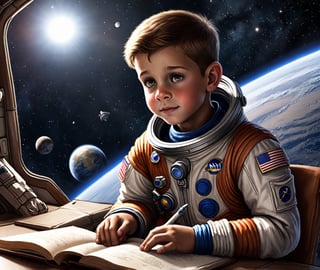 
I NEED YOU TO CREATE IMAGES FOR A 10-PAGE BOOK ABOUT A BOY IN SPACE
