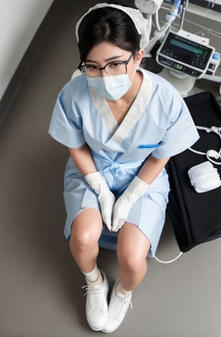 nurse with glasses and face mask, 