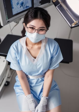 nurse with glasses and face mask, 