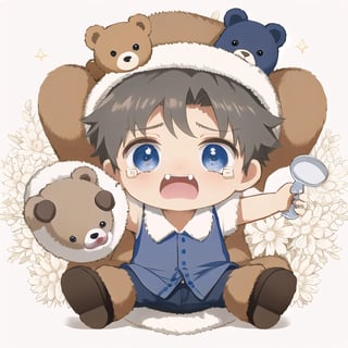 1boys, bear cry,1boy,chibi