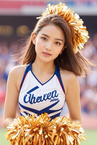 Maximalism, masterpiece, top quality, 8k, high resolution, super detailed, absurd, vivid contrast, insanely detailed,
BREAK
1girl, (Beautiful face, brightly colored shining eyes, clear skin, smile, shiny hair: 1.2),
BREAK
(cheerleader:1.4),
BREAK
baseball stadium,girl,watercolor,milokk