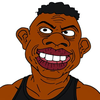 (sheeeit), 1boy, black, old man, George floyd, ("black tanktop"), big-teeth, big-nose, big-lips, closeup, white backdrop, ("wojak caricature" style), (highres, best quality, masterpiece:1.2) ,sheeeit