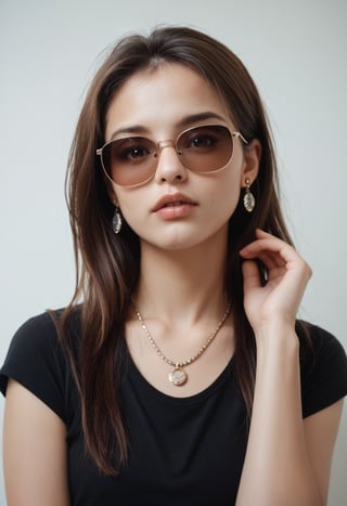 score_9,score_8_up,score_7_up,score_6_up BREAK source_real,raw,photo,realistic BREAK

1girl, solo, long hair, looking at viewer, brown hair, shirt, brown eyes, jewelry, earrings, parted lips, glasses, necklace, lips, black shirt, sunglasses, portrait