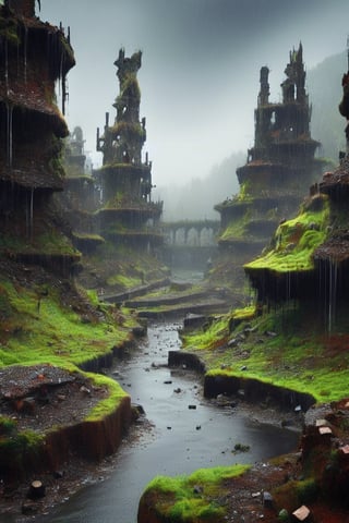 City of Blackheads - Part of a ruined city on Earth.
around rainy forest.
Mouse City.