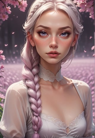 score_9, score_8_up, score_7_up, (((white braided hair))), (flat chest:1.2), (mature:1.0) 8k UHD, Taylor swift, lavender field, 