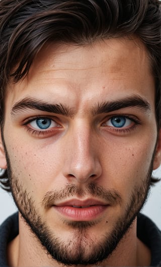 hat, ultra large eyes, more detail XL, handsome white man, blue eyes, black hair, Alexandre Cunha and Kai Havertz, beard, calm serious look, genius look, medium messy hair, ultra large eyes, large eyes, big lips, full lips, small nose, ultra detailed, ultra big eyes, realistic image, round eyes shape, stunning, breathtaking, hdr, 4k, hyperrealistic, more detail XL, mesmerizing, photo real, ultra detailed image, ultra realistic, hdr, 4k, 8k, mdjrny-v5 style, more detail XL, style, photo real,photo r3al, evil smile, sexy wink