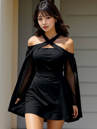 Beautiful woman Wear a black dress
