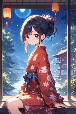 masterpiece, best quality, ultra-detailed, perfect anatomy, High detailed, detailed background, beautiful face,  ,kanadenanasemei, nonomiyatsugumi, kanade,

a 16yo girl, extremely pretty face, beautiful face, ultra-detaild face, cute face, black hairs, long hairs, ultra-detailed eyes, round eyes, big eyes, droopy eyes, black eyes, beautiful eyebrow, (eyelashes:0.4), Bishojo, beautiful nose,

lyrical Scene, yukata, (((clothes are still in good condition.,SFW))), smile,
 
datch angle, 

scenic view, night, sitting shrine eaves,

,perfect fingers, score_9, score_8_up, score_7_up,Expressiveh, concept art,  Anime ,hentai, dark theme, 